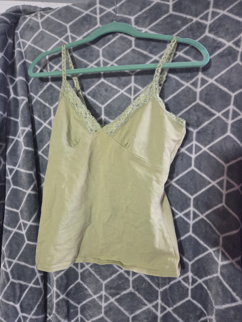 Fashion Bug Olive Green Lace-Trim V-Neck Camisole